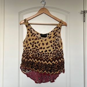 Mink pink high low leopard tank large